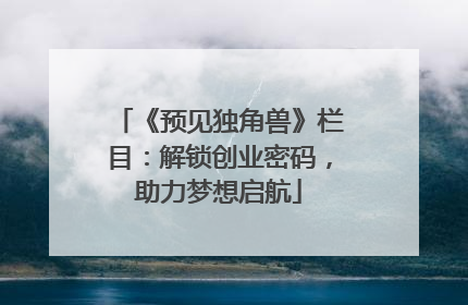 《预见独角兽》栏目：解锁创业密码，助力梦想启航
