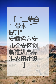 “三结合”带来“三提升”——安徽省六安市金安区创新推进高标准农田建设