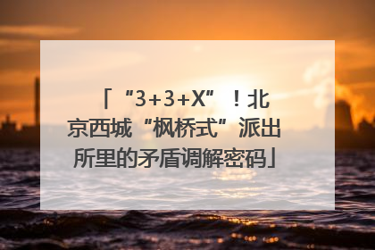 “3+3+X”！北京西城“枫桥式”派出所里的矛盾调解密码