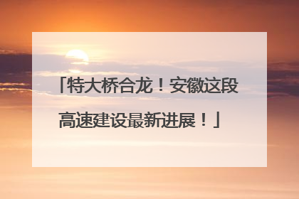 特大桥合龙！安徽这段高速建设最新进展！