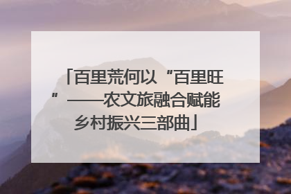 百里荒何以“百里旺”——农文旅融合赋能乡村振兴三部曲
