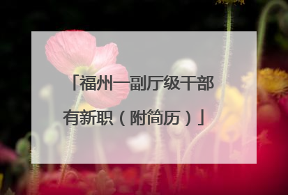 福州一副厅级干部有新职（附简历）