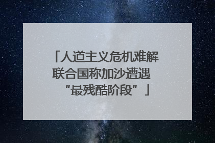 人道主义危机难解 联合国称加沙遭遇“最残酷阶段”