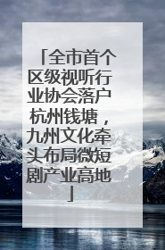 全市首个区级视听行业协会落户杭州钱塘，九州文化牵头布局微短剧产业高地