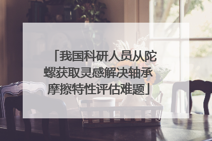我国科研人员从陀螺获取灵感解决轴承摩擦特性评估难题