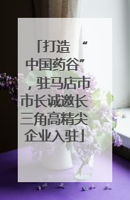 打造 “中国药谷”，驻马店市市长诚邀长三角高精尖企业入驻