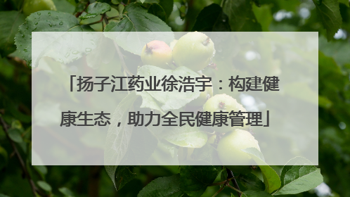 扬子江药业徐浩宇：构建健康生态，助力全民健康管理