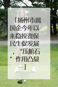 扬州市属国企今年以来稳投资保民生促发展，“压舱石”作用凸显