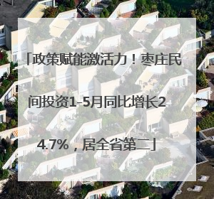 政策赋能激活力！枣庄民间投资1-5月同比增长24.7%，居全省第二