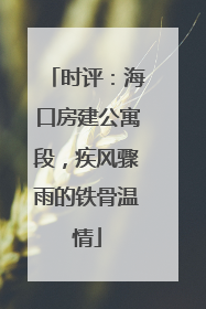 时评：海口房建公寓段，疾风骤雨的铁骨温情