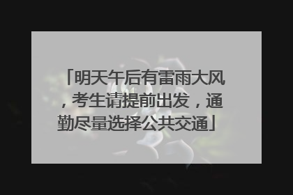 明天午后有雷雨大风，考生请提前出发，通勤尽量选择公共交通