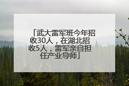 武大雷军班今年招收30人，在湖北招收5人，雷军亲自担任产业导师