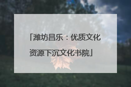 潍坊昌乐：优质文化资源下沉文化书院