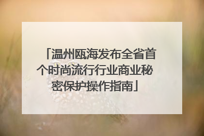 温州瓯海发布全省首个时尚流行行业商业秘密保护操作指南