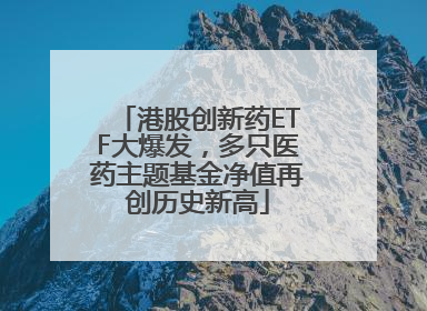 港股创新药ETF大爆发，多只医药主题基金净值再创历史新高
