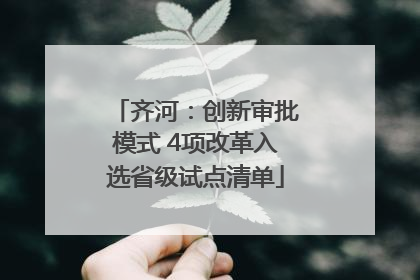 齐河：创新审批模式 4项改革入选省级试点清单