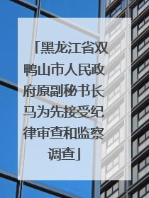 黑龙江省双鸭山市人民政府原副秘书长马为先接受纪律审查和监察调查