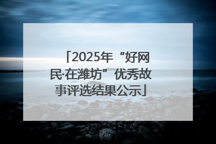 2025年“好网民·在潍坊”优秀故事评选结果公示