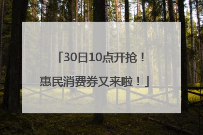 30日10点开抢！惠民消费券又来啦！