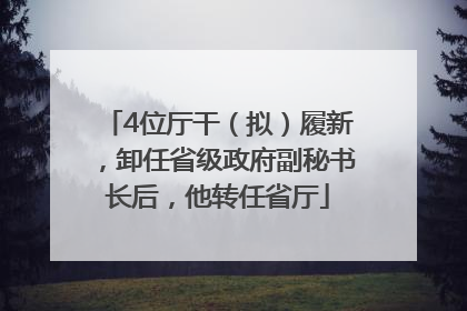 4位厅干（拟）履新，卸任省级政府副秘书长后，他转任省厅